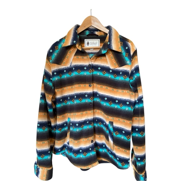 OUTBACK TRADING COMPAN Multicolored Southwestern Pattern Fleece Shirt XL - Picture 1 of 9